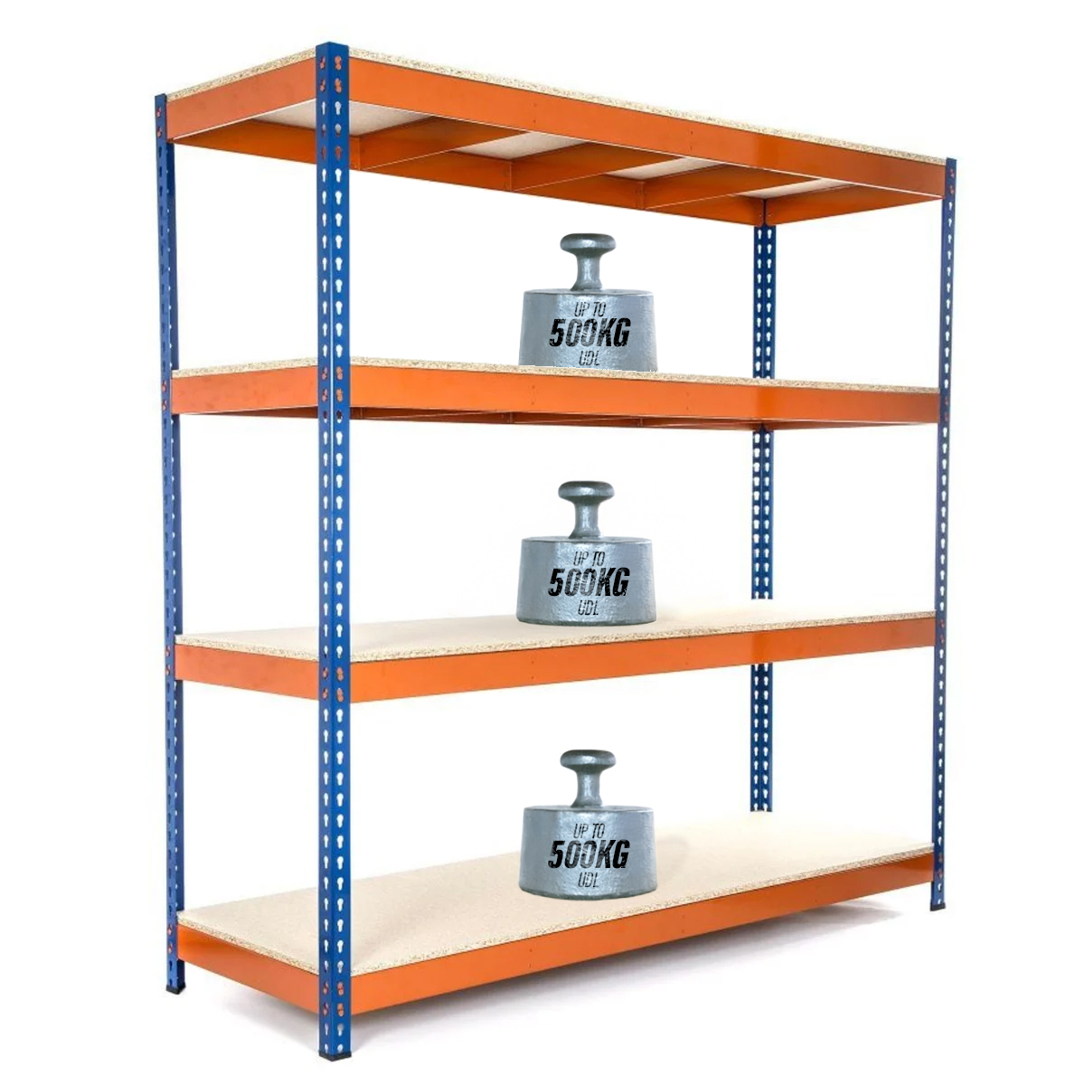SGS 4 Tier Garage Shelving 15mm Chipboard Racking - 180x180x60cm